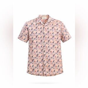 Vintage Caribbean Silk Blend Men’s Button Up Pink Tropical Hawaiian Shir…​​